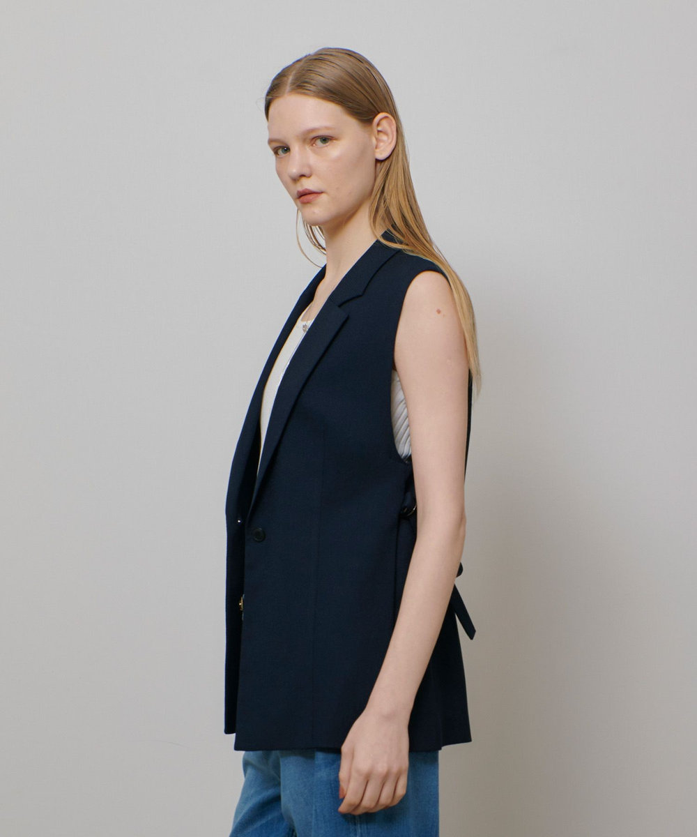 allureville 麻調カルゼサイドオープンジレ ネイビー (65)