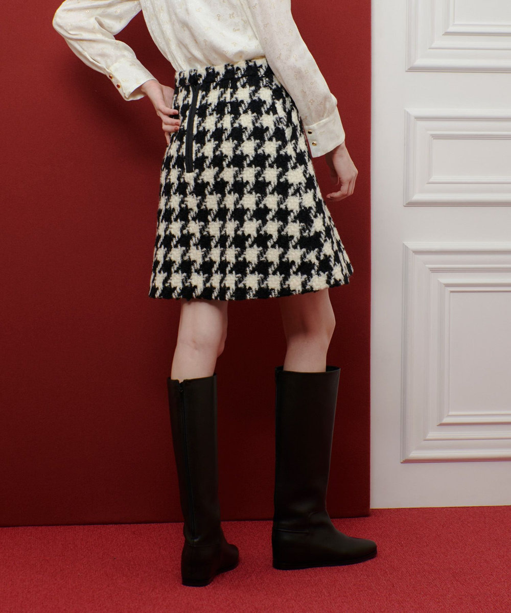 LOULOU WILLOUGHBY ロービング千鳥タックミニスカート ホワイト系 (08)
