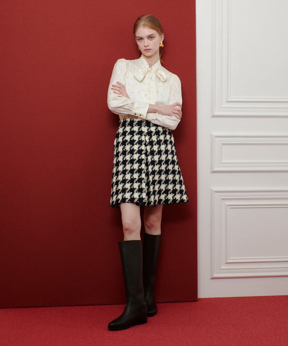 LOULOU WILLOUGHBY ロービング千鳥タックミニスカート ホワイト系 (08)