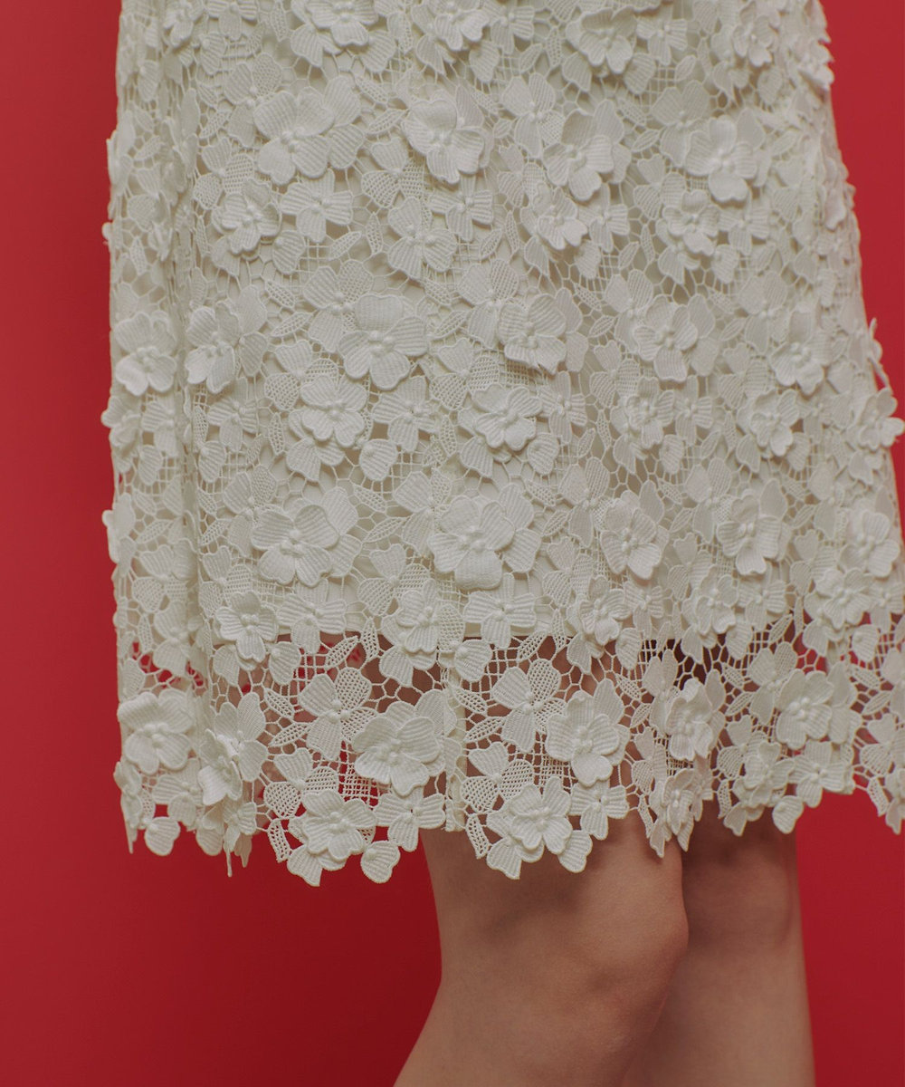 LOULOU WILLOUGHBY 【LOULOU WILLOUGHBY】ケミカルフラワーレースワンピース オフホワイト (02)