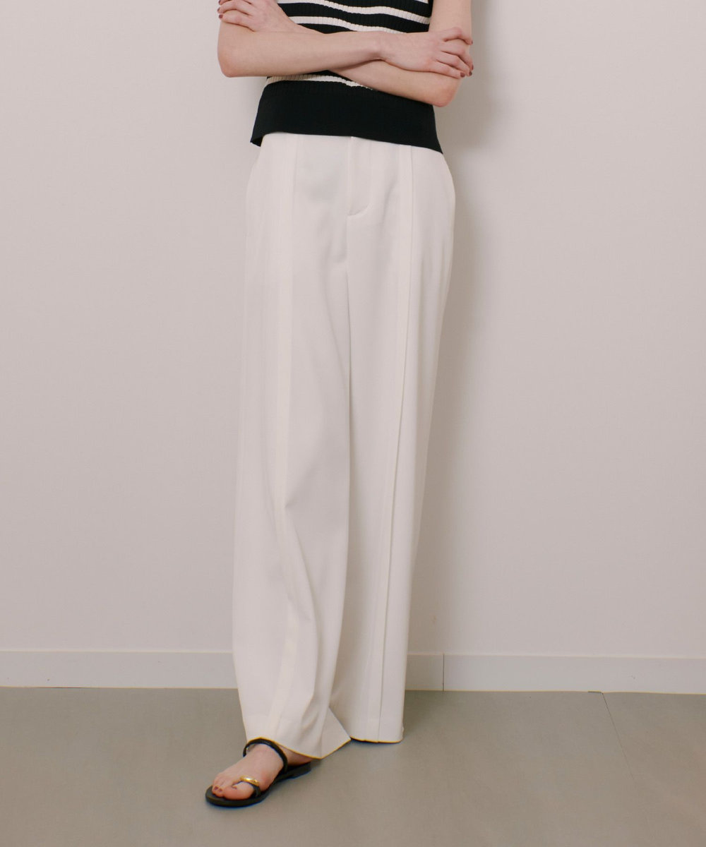 LOULOU WILLOUGHBY 【LOULOU WILLOUGHBY】タックステッチワイドパンツ オフホワイト (02)