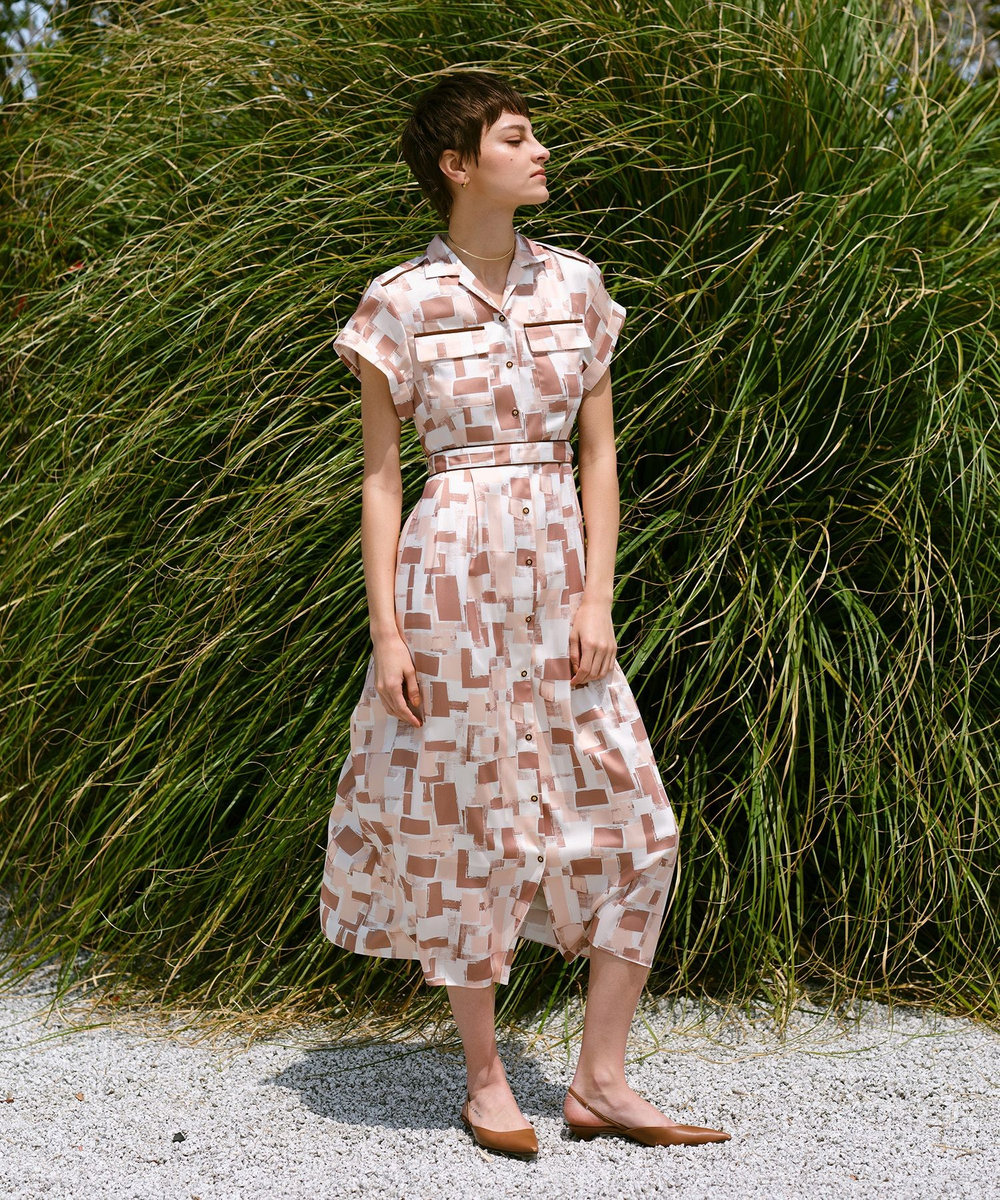 allureville ジオメトリックSAFARIドレス ベージュ (11)