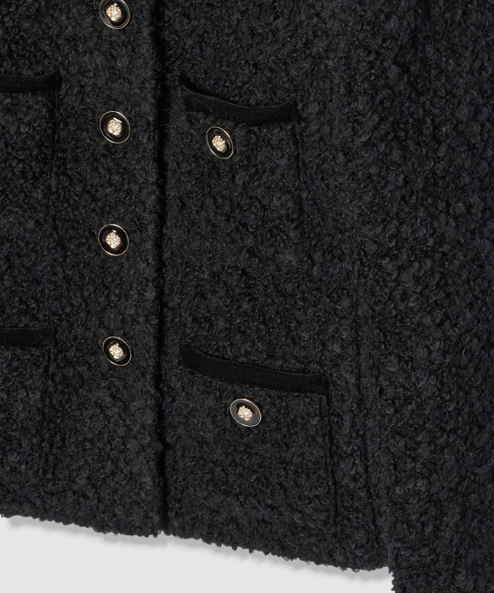 LOULOU WILLOUGHBY アルパカループツイードクルージャケット ブラック (95)