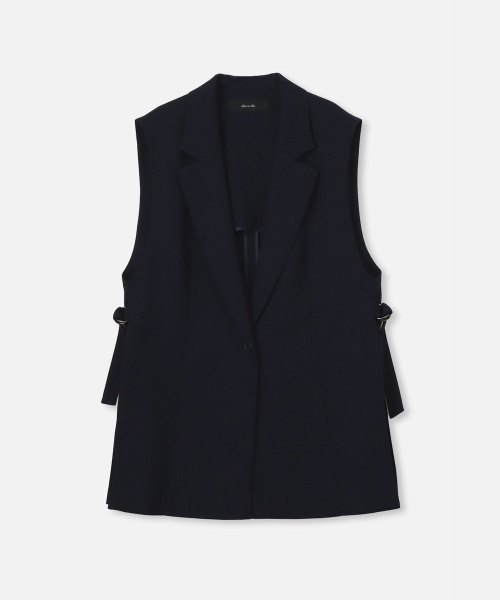 allureville 麻調カルゼサイドオープンジレ ネイビー (65)