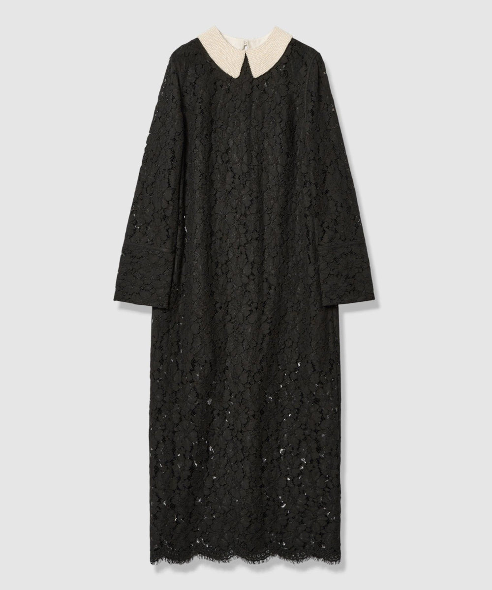LOULOU WILLOUGHBY 【LOULOU WILLOUGHBY】パールネックレースワンピース ブラック (95)