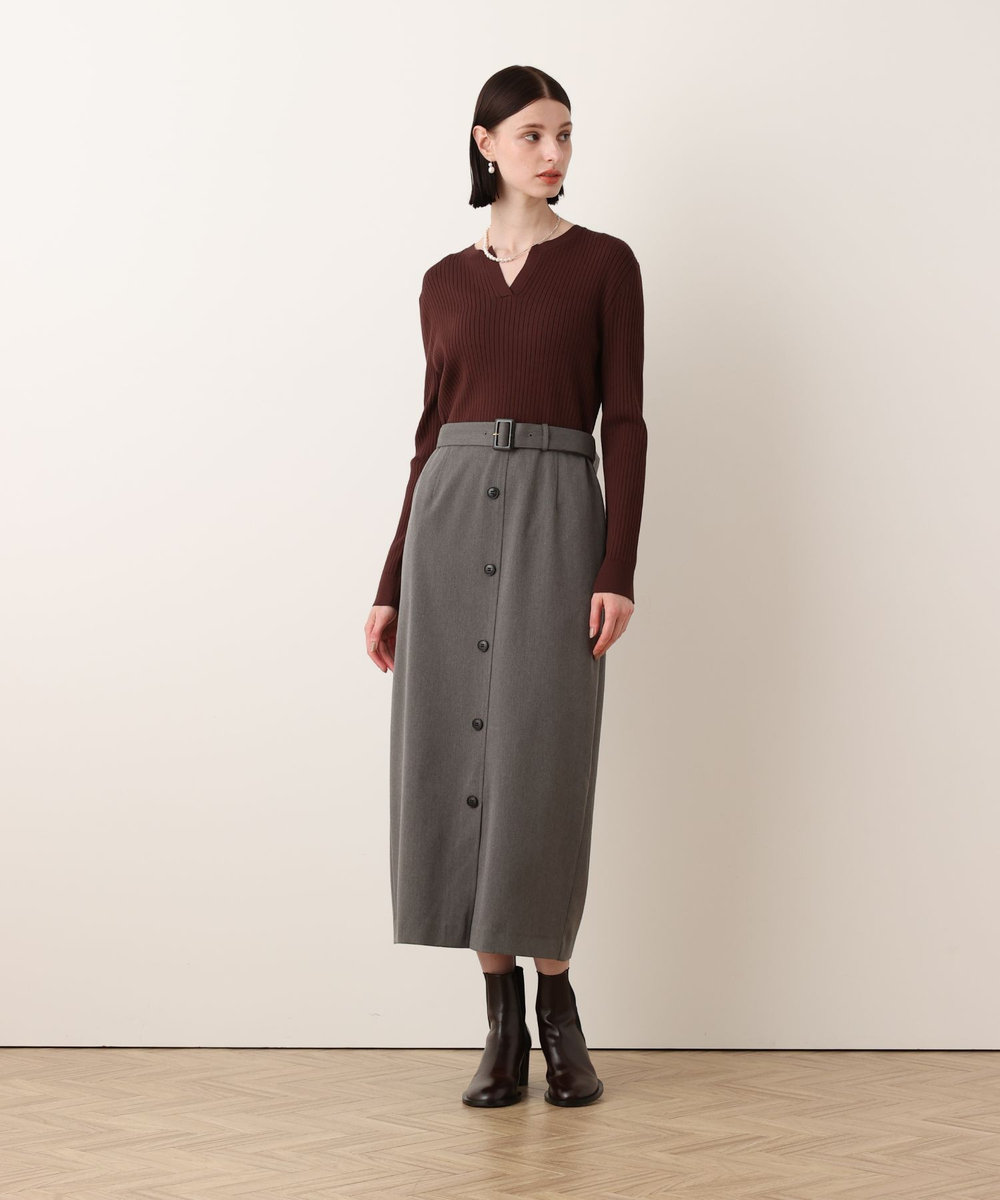allureville キーネックドッキングワンピース ブラウン系 (88)
