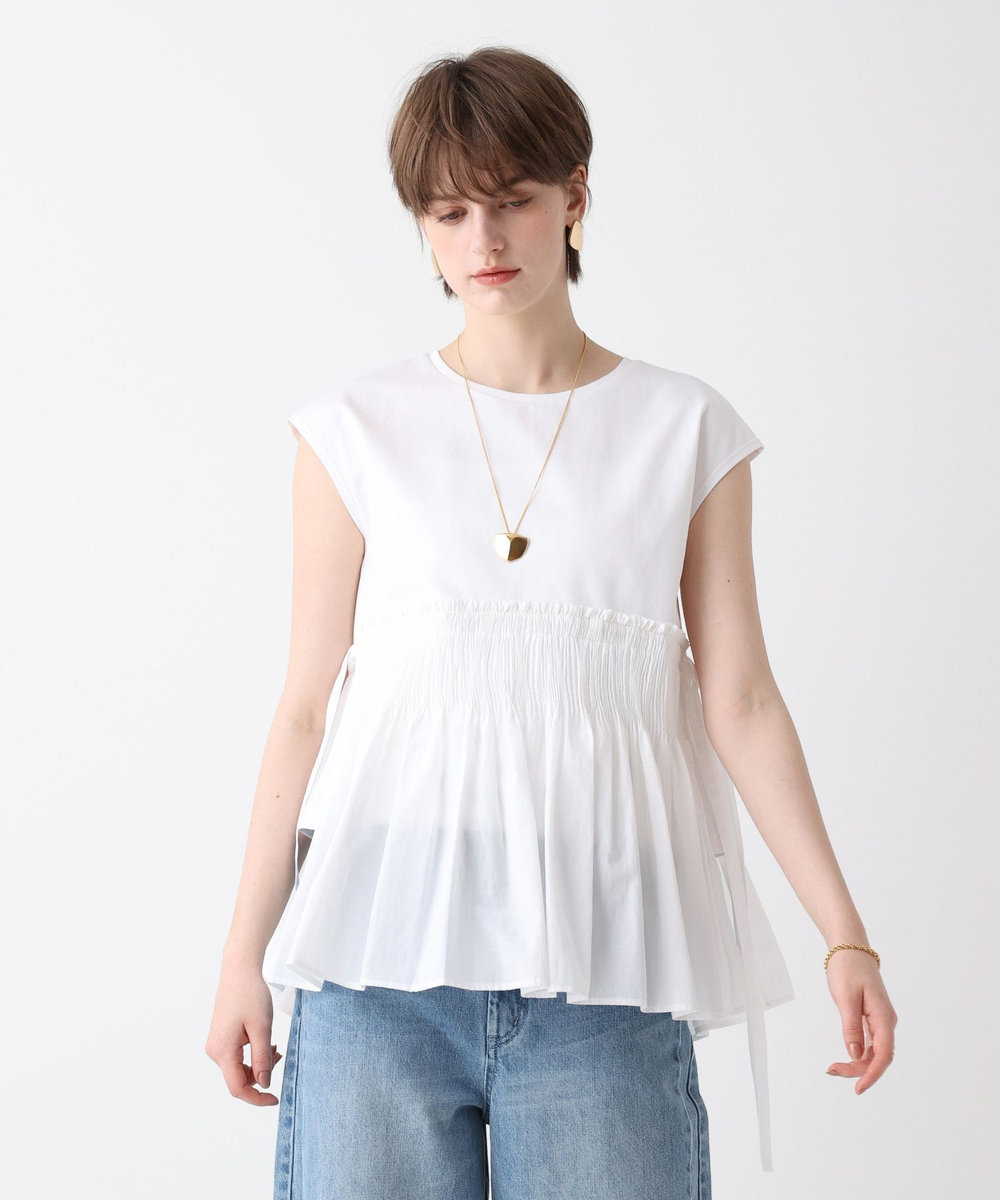 allureville 刺繍プリーツペプラムプルオーバー オフホワイト (02)