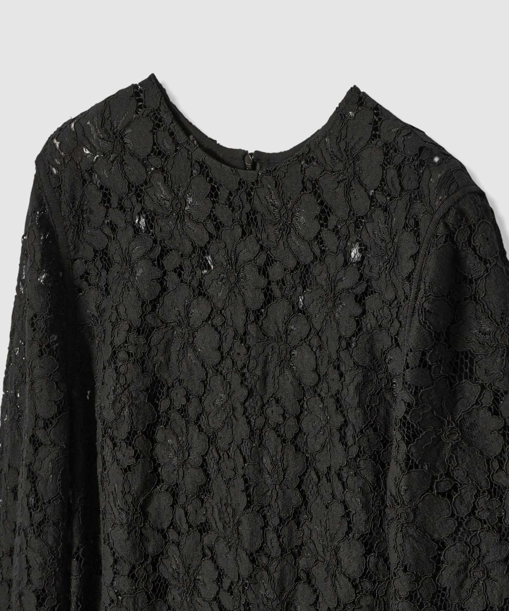 LOULOU WILLOUGHBY 【LOULOU WILLOUGHBY】パールネックレースワンピース ブラック (95)