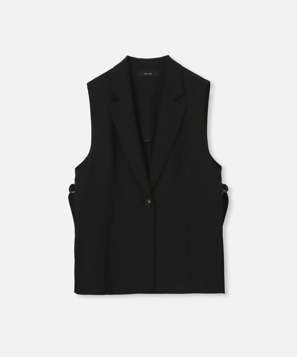 allureville 麻調カルゼサイドオープンジレ ブラック (95)