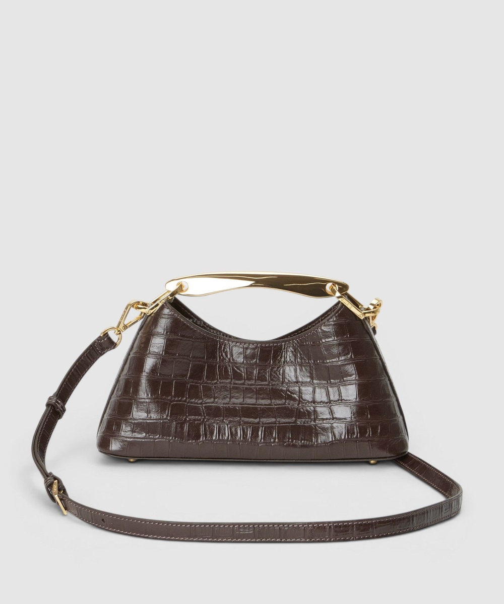 buying 【Elleme(エレメ)】MINI BOOMERANG CROCO ハンドバッグ ダークブラウン (82)