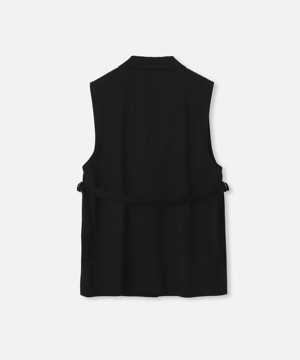 allureville 麻調カルゼサイドオープンジレ ブラック (95)