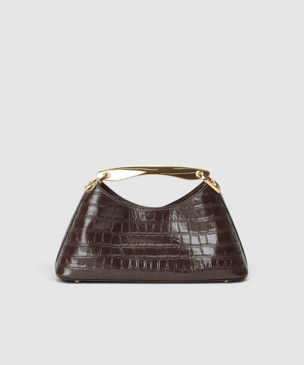 buying 【Elleme(エレメ)】MINI BOOMERANG CROCO ハンドバッグ ダークブラウン (82)
