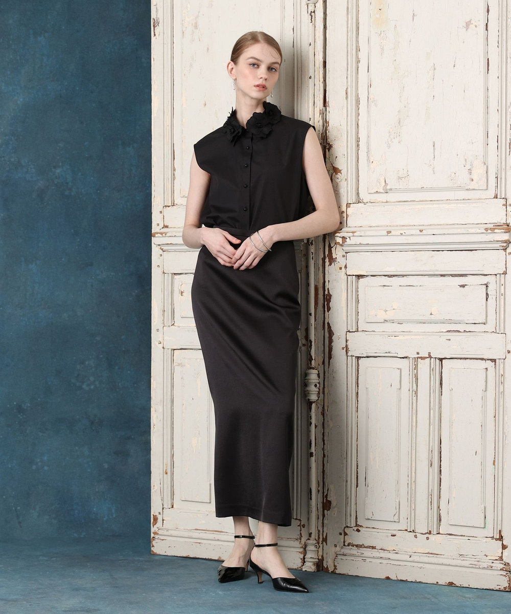 LOULOU WILLOUGHBY 【LOULOU WILLOUGHBY】コサージュ衿シャツ ブラック (95)