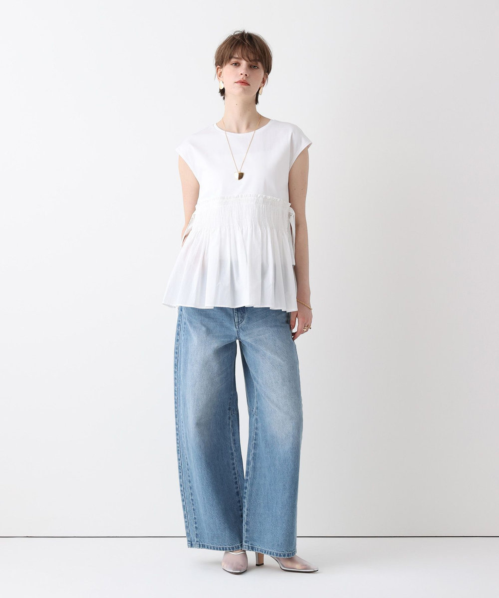 allureville 刺繍プリーツペプラムプルオーバー オフホワイト (02)