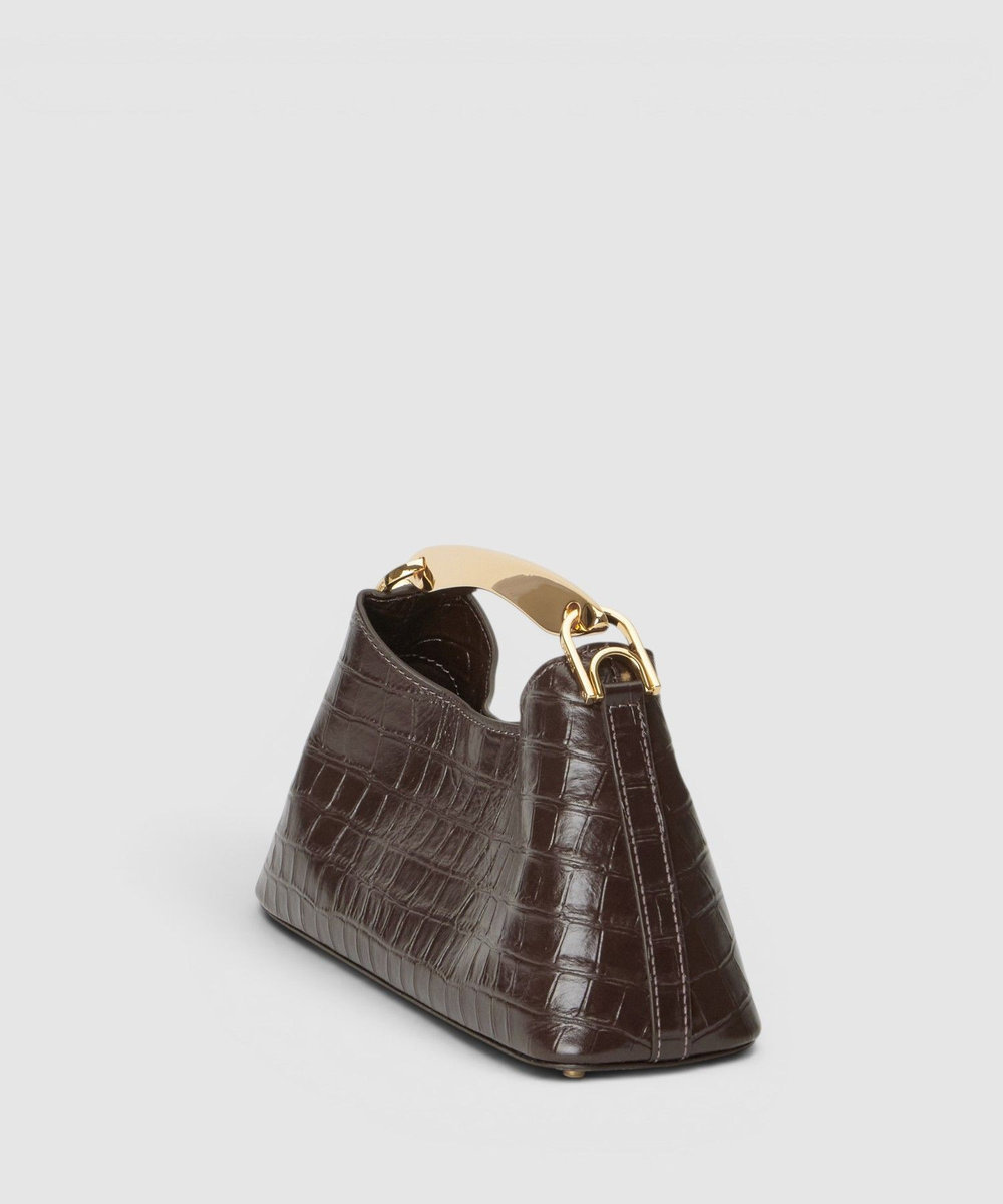 buying 【Elleme(エレメ)】MINI BOOMERANG CROCO ハンドバッグ ダークブラウン (82)