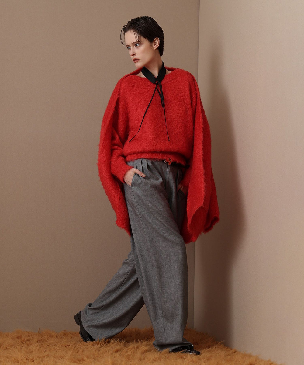 allureville ウェーブシャギーモヘヤカーディガン レッド (43)