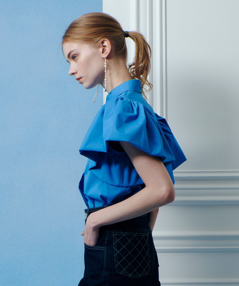 LOULOU WILLOUGHBY バルーンスリーブシャツブラウス ブルー (61)