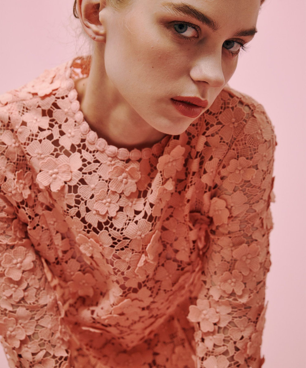 LOULOU WILLOUGHBY 【LOULOU WILLOUGHBY】ケミカルフラワーレースワンピース ピンク (41)