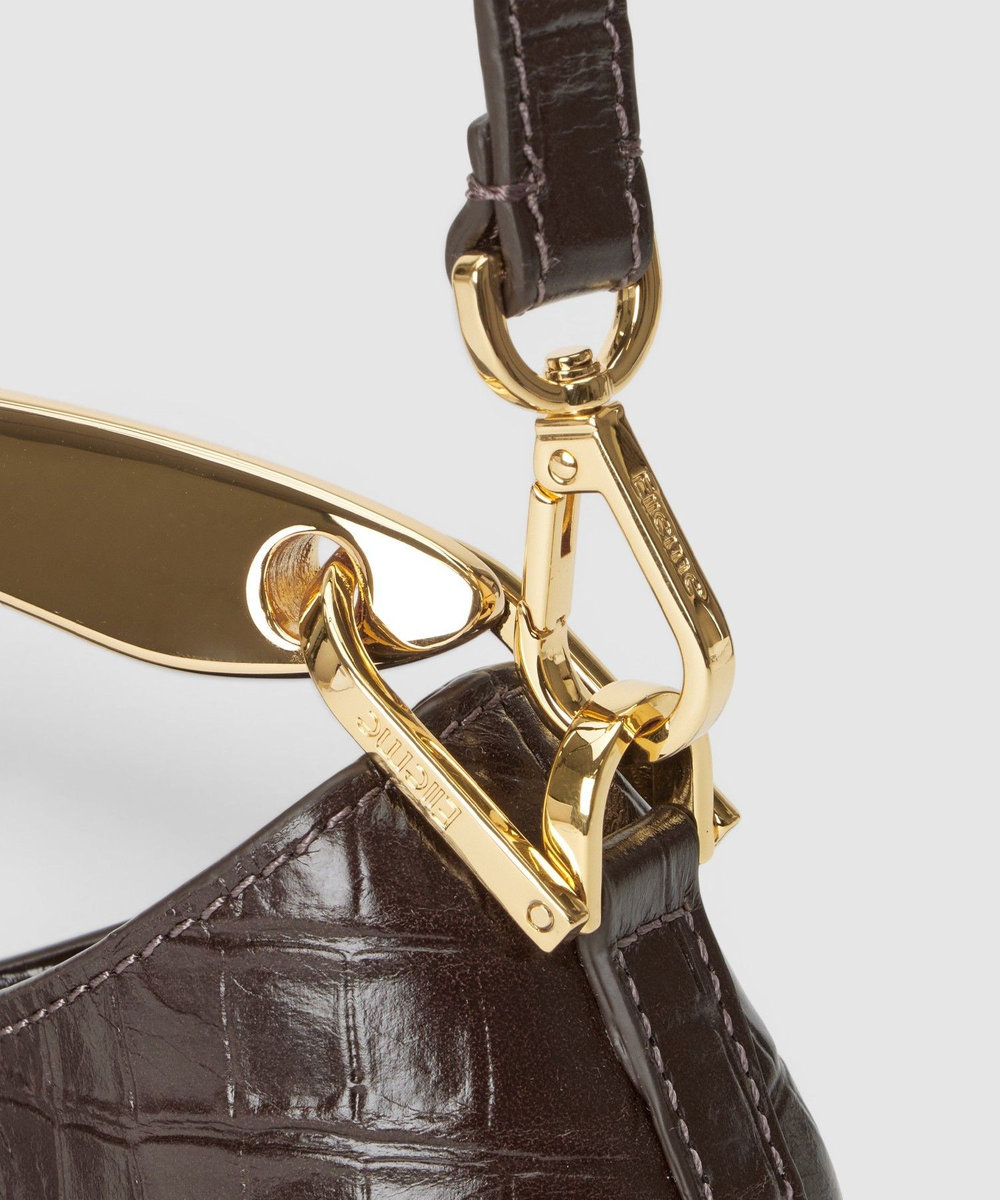 buying 【Elleme(エレメ)】MINI BOOMERANG CROCO ハンドバッグ ダークブラウン (82)