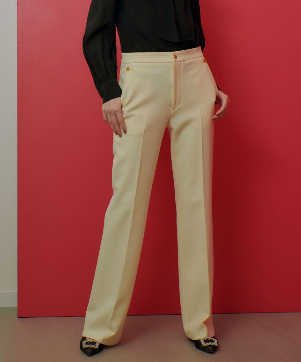 LOULOU WILLOUGHBY 【LOULOU WILLOUGHBY】ダブルクロスストレッチパンツ アイボリー (04)