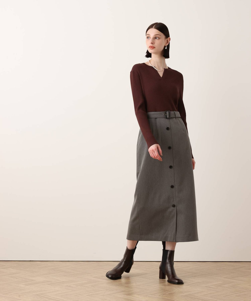allureville キーネックドッキングワンピース ブラウン系 (88)