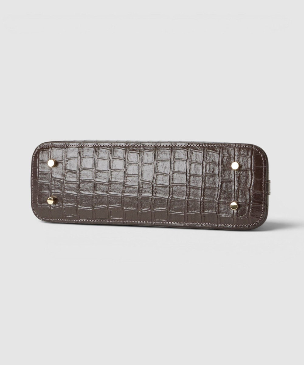 buying 【Elleme(エレメ)】MINI BOOMERANG CROCO ハンドバッグ ダークブラウン (82)