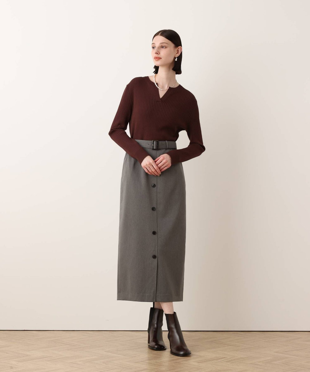 allureville キーネックドッキングワンピース ブラウン系 (88)