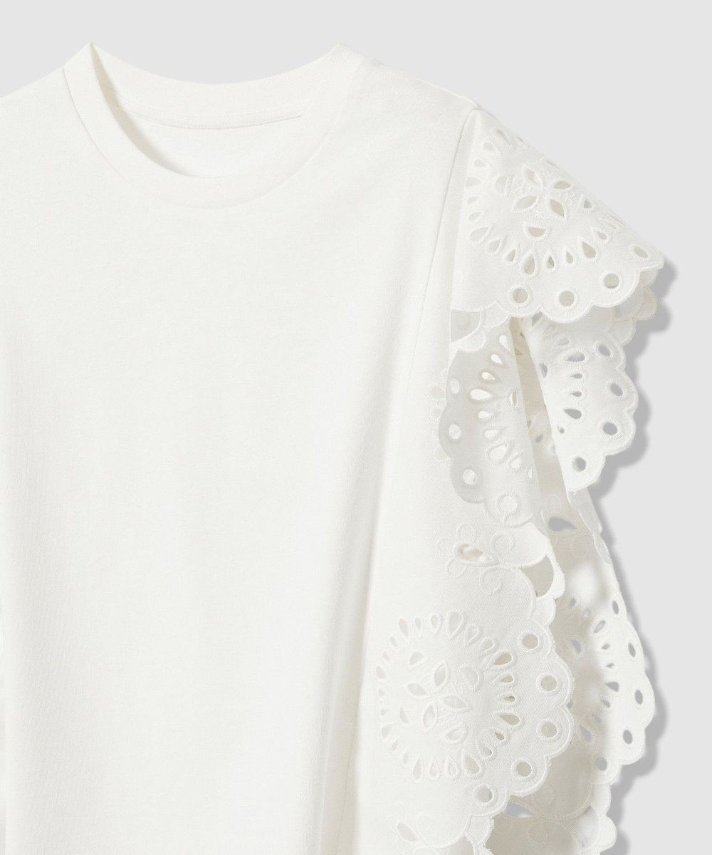 LOULOU WILLOUGHBY 【LOULOU WILLOUGHBY】スカラレーストリミングＴシャツ オフホワイト (02)