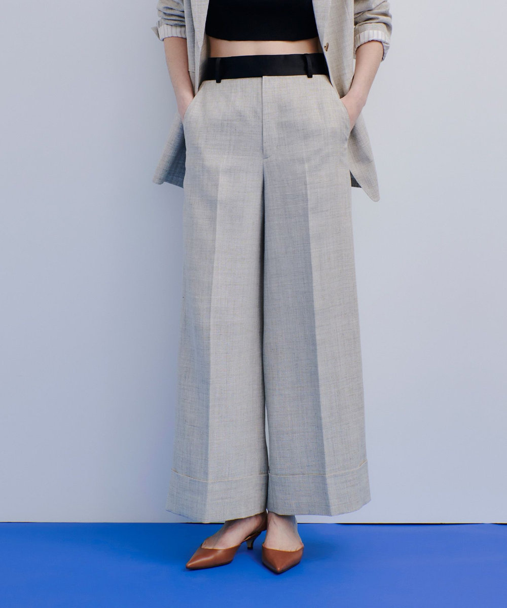 allureville ウールリネンクロップドトラウザー グレージュ (15)
