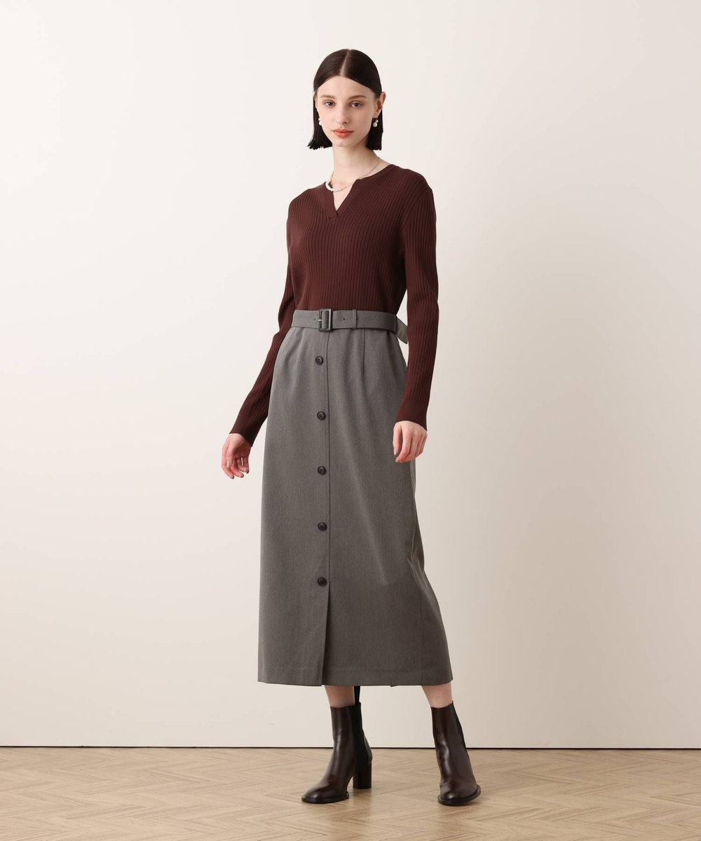 allureville キーネックドッキングワンピース ブラウン系 (88)