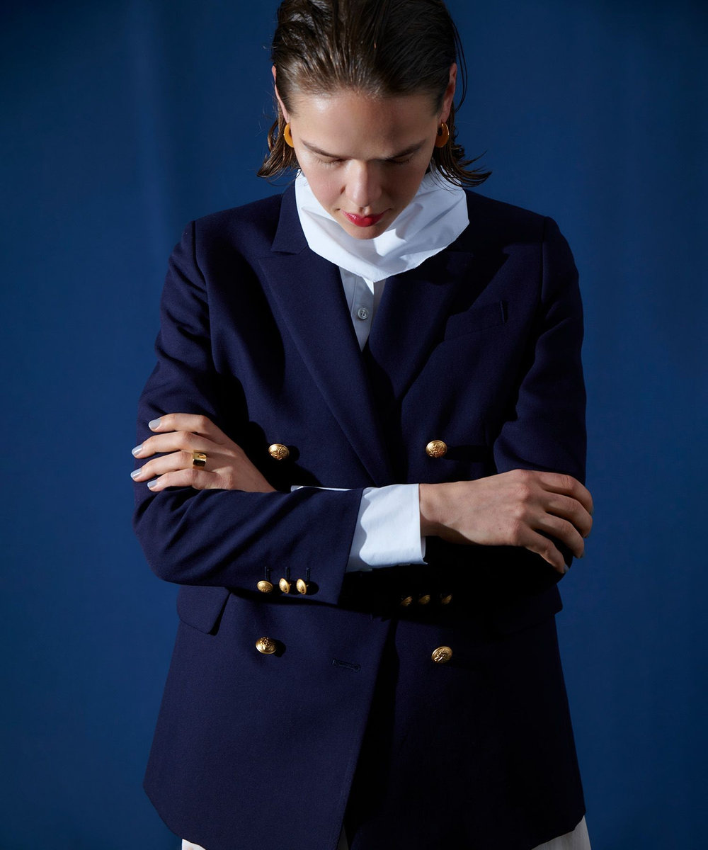 allureville マットクロスダブルジャケット ネイビー (65)