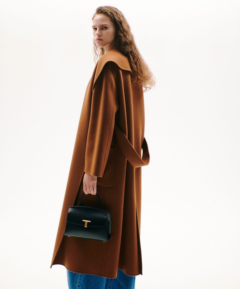 allureville カシミヤ混リバービックショールコート キャメル (84)