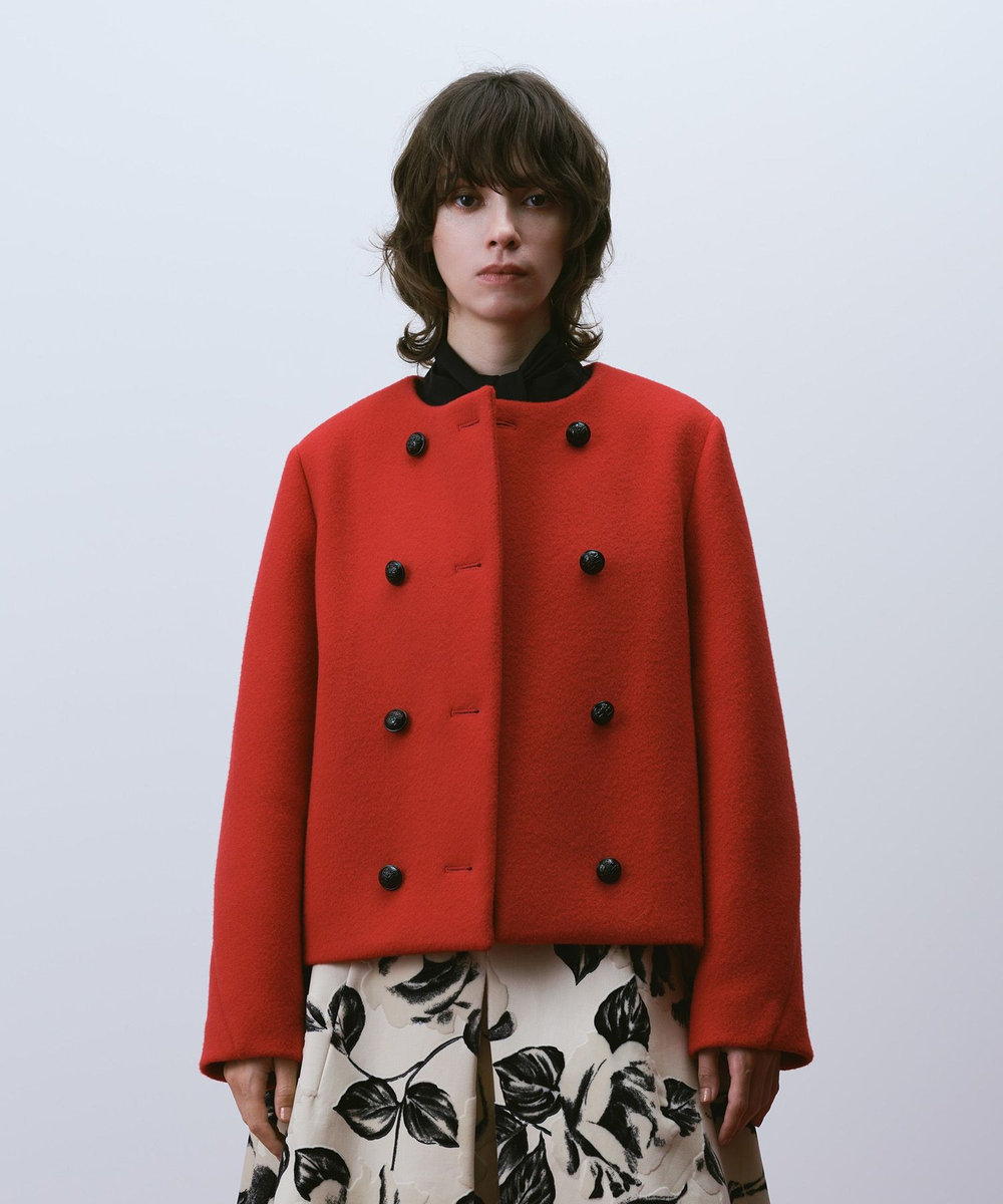 ショートビーバーノーカラージャケット|allureville OFFICIAL SITE