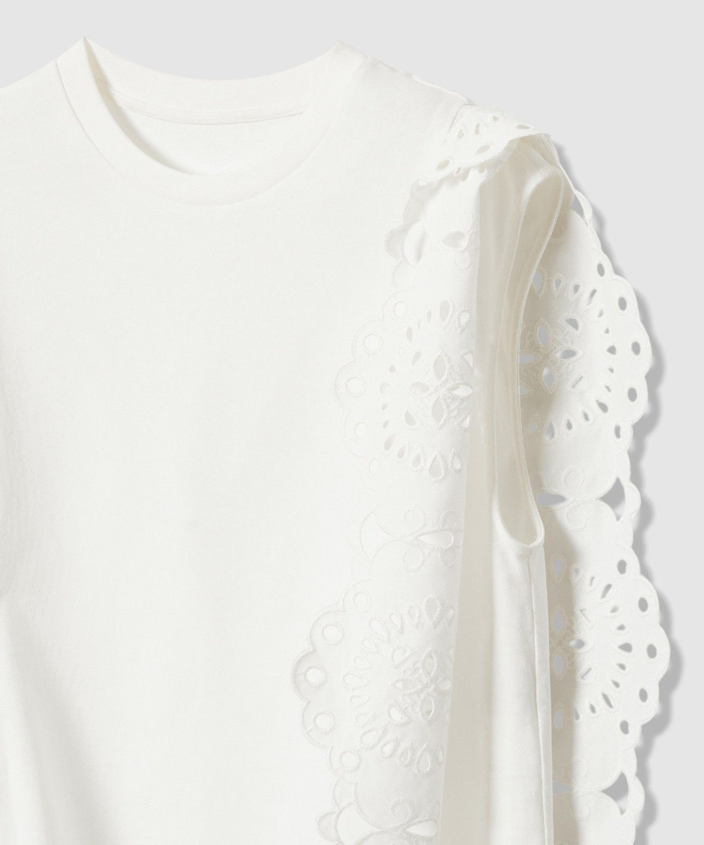 LOULOU WILLOUGHBY 【LOULOU WILLOUGHBY】スカラレーストリミングＴシャツ オフホワイト (02)