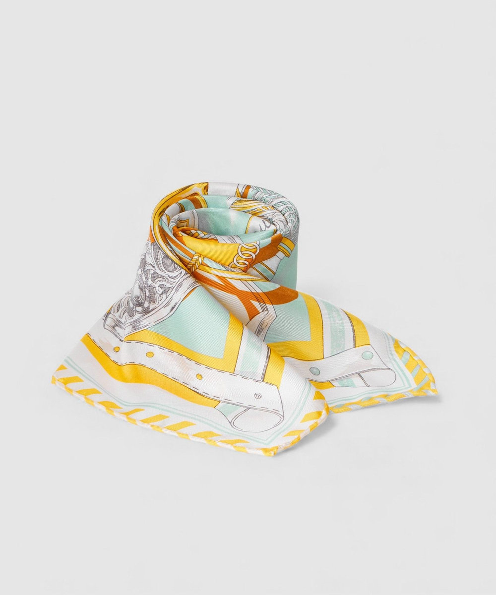 buying 【manipuri(マニプリ)】65×65 SILK SCARF イエロー系 (26)