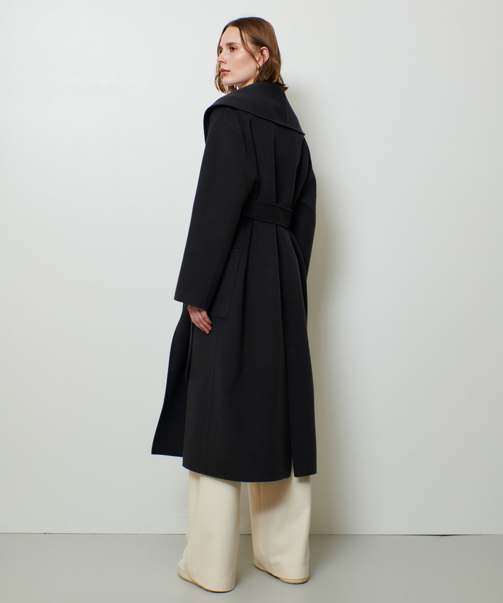 allureville カシミヤ混リバーショールコート チャコールグレー (94)