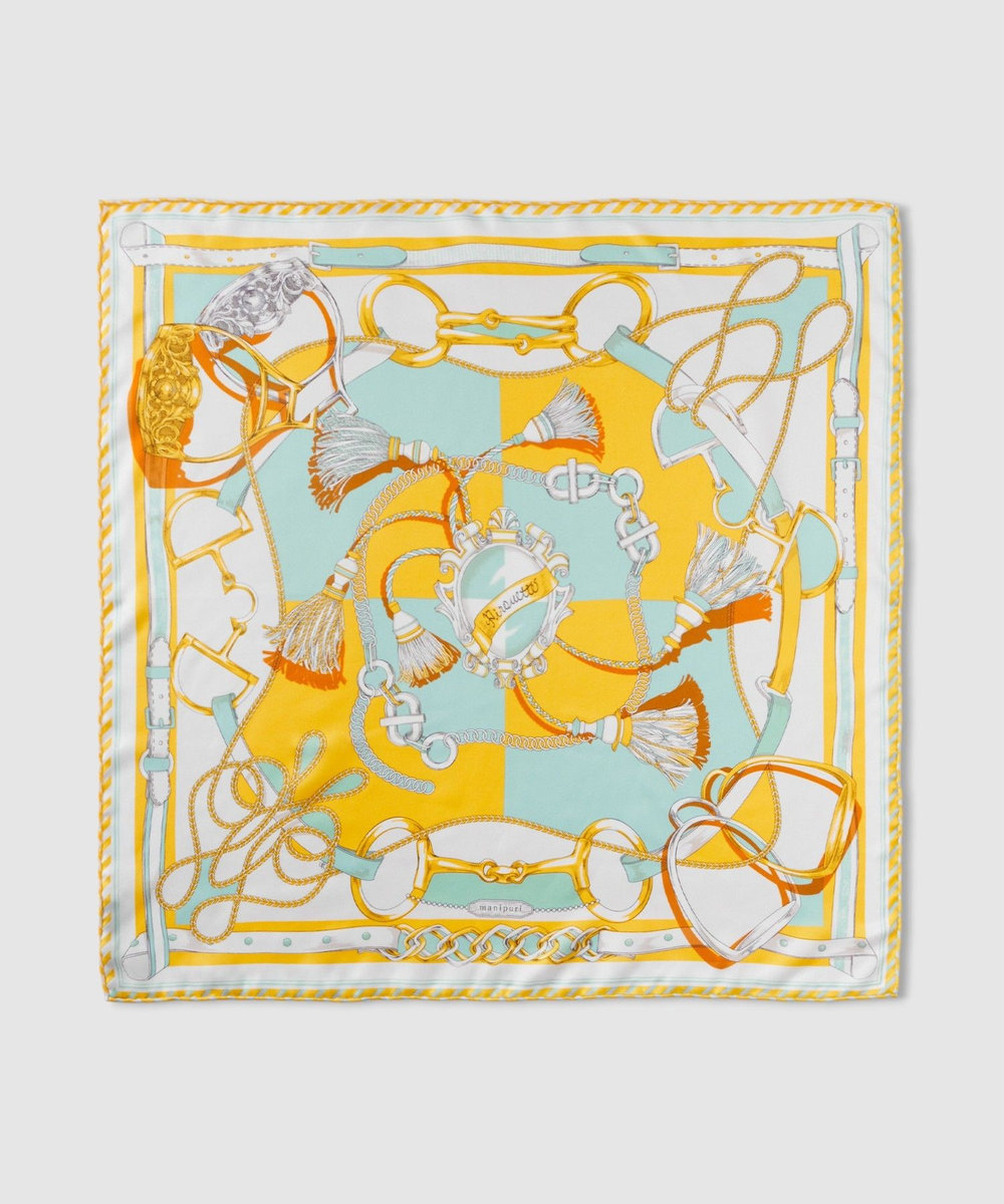 buying 【manipuri(マニプリ)】65×65 SILK SCARF イエロー系 (26)
