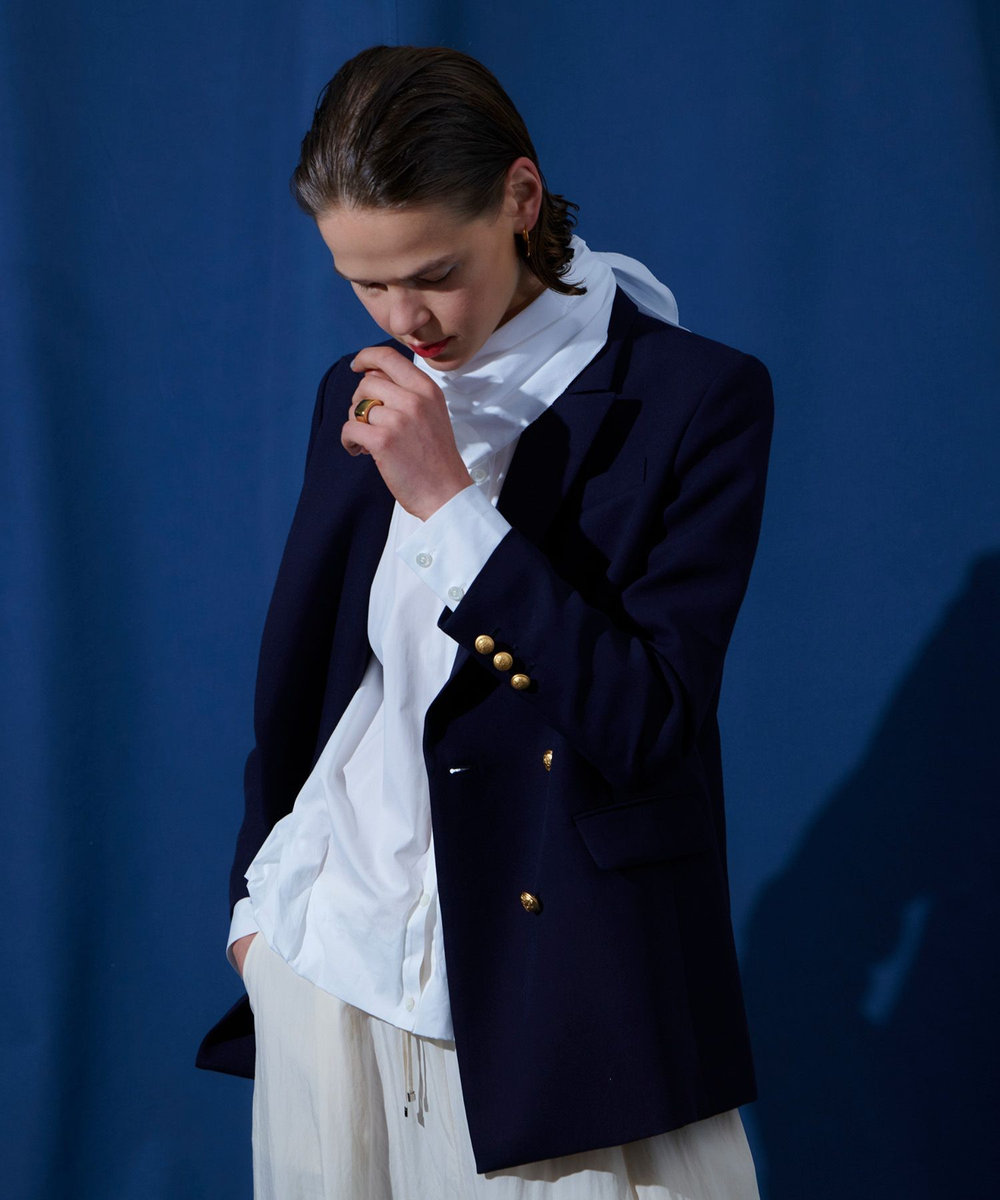 allureville マットクロスダブルジャケット ネイビー (65)