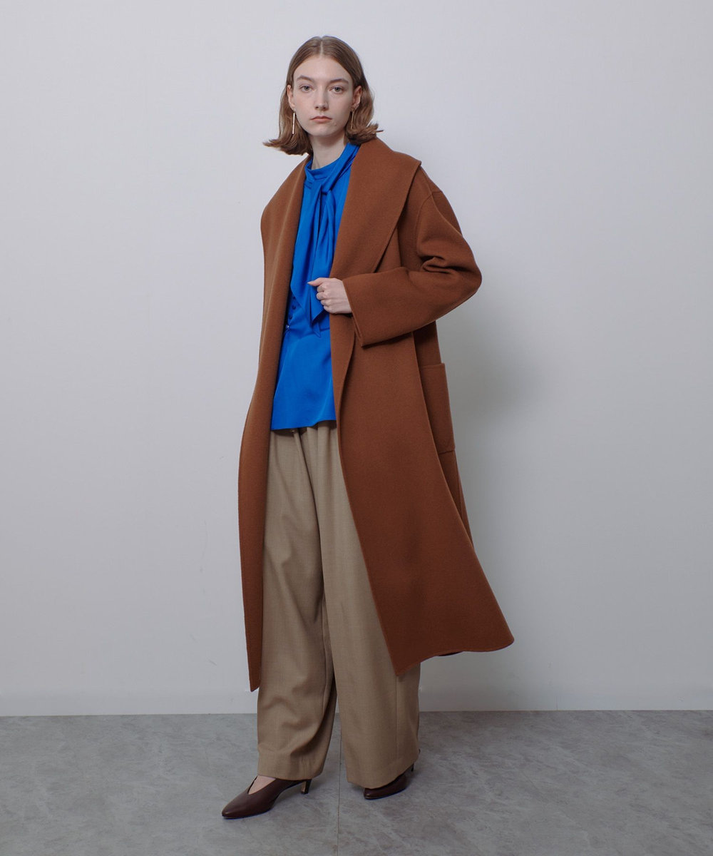 allureville カシミヤ混リバービックショールコート キャメル (84)