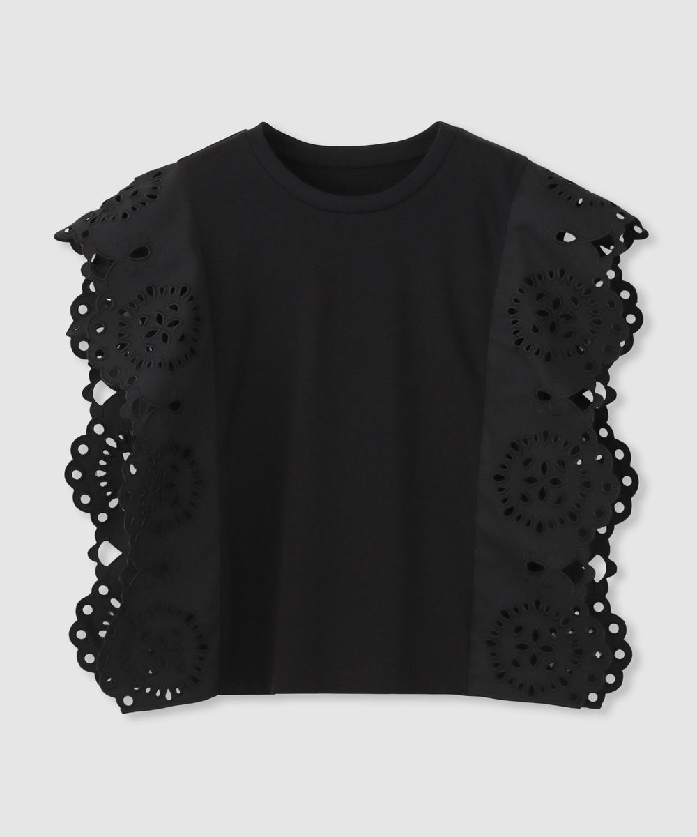 LOULOU WILLOUGHBY 【LOULOU WILLOUGHBY】スカラレーストリミングＴシャツ ブラック (95)
