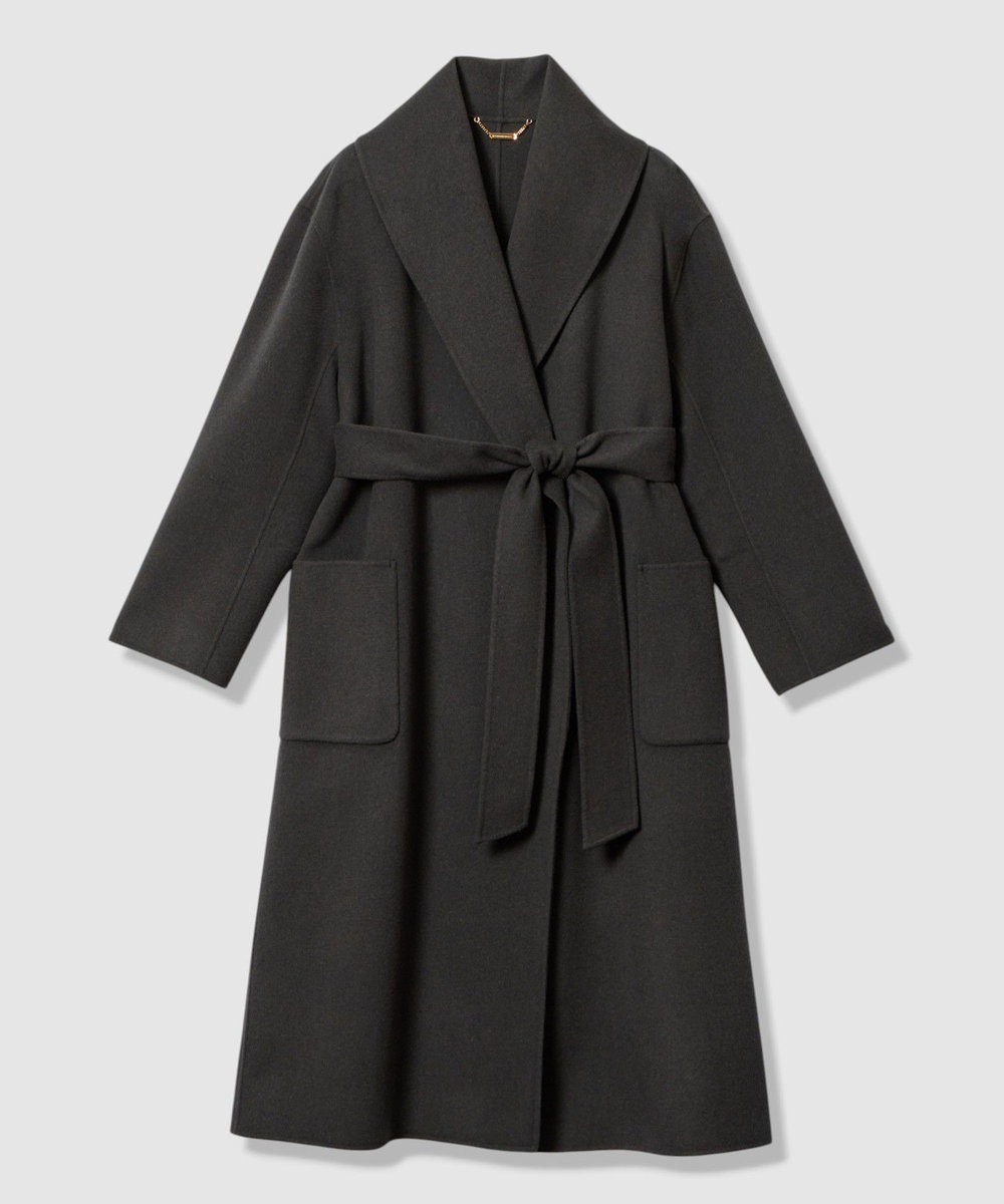 allureville カシミヤ混リバーショールコート チャコールグレー (94)