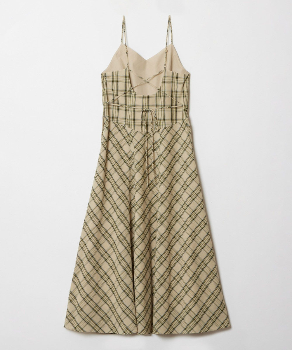 allureville チェックバックコンシャスキャミワンピース ベージュ (11)
