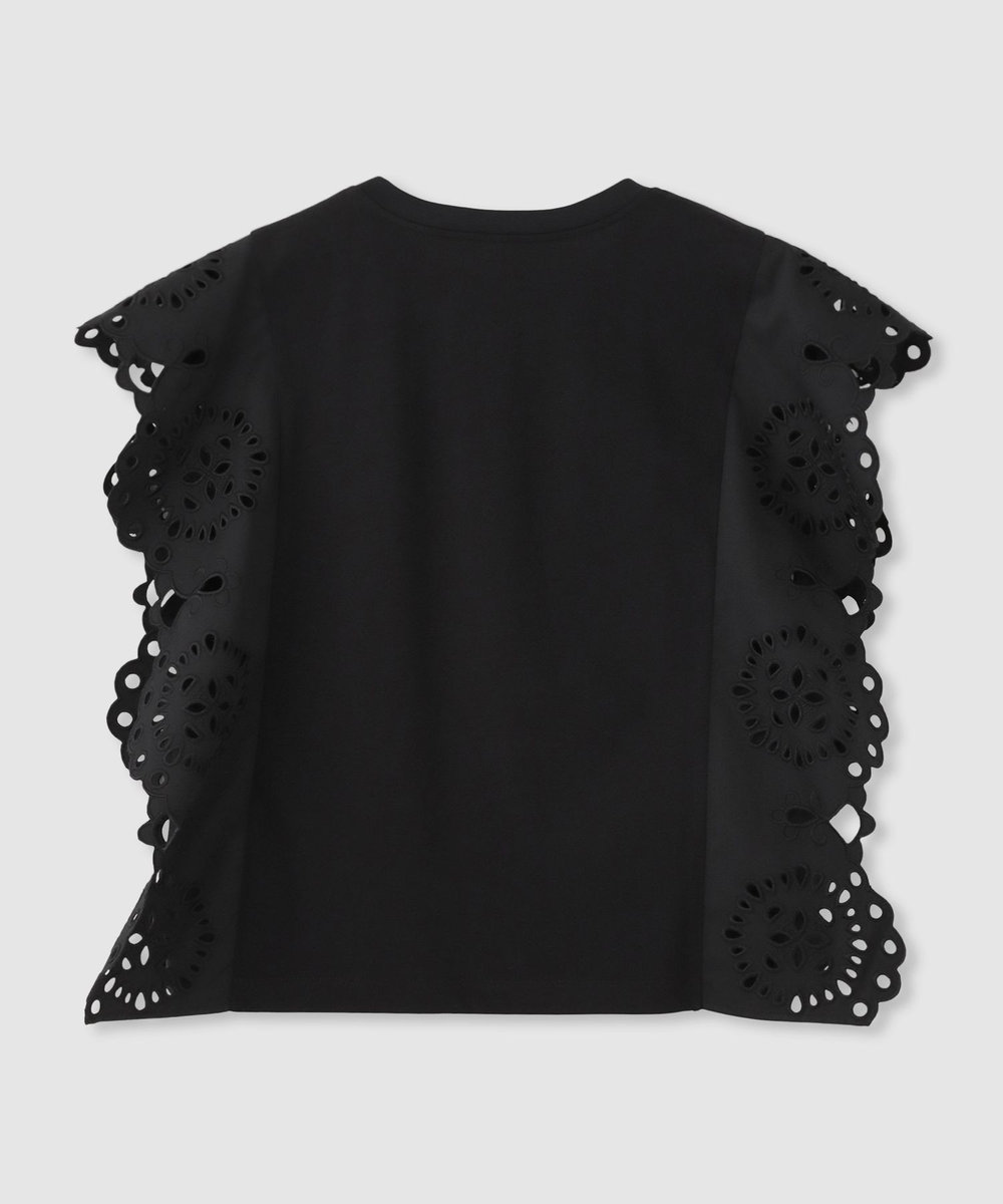LOULOU WILLOUGHBY 【LOULOU WILLOUGHBY】スカラレーストリミングＴシャツ ブラック (95)