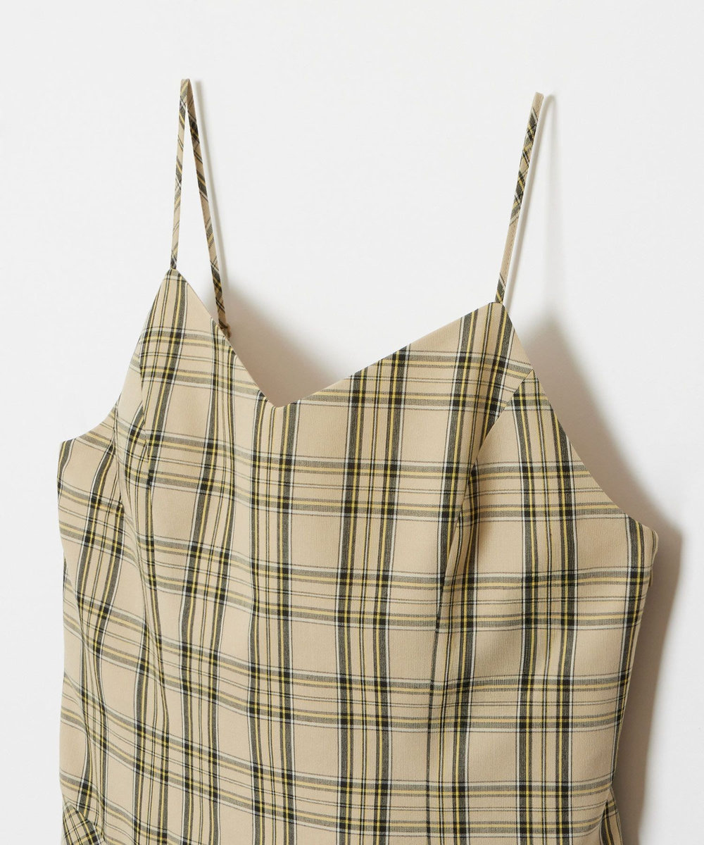 allureville チェックバックコンシャスキャミワンピース ベージュ (11)