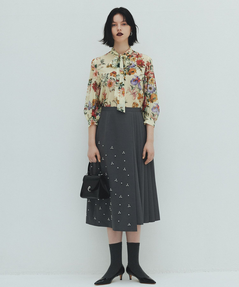 LOULOU WILLOUGHBY 【LOULOU WILLOUGHBY】RATTIシフォンフラワープリントブラウス ホワイト系 (08)