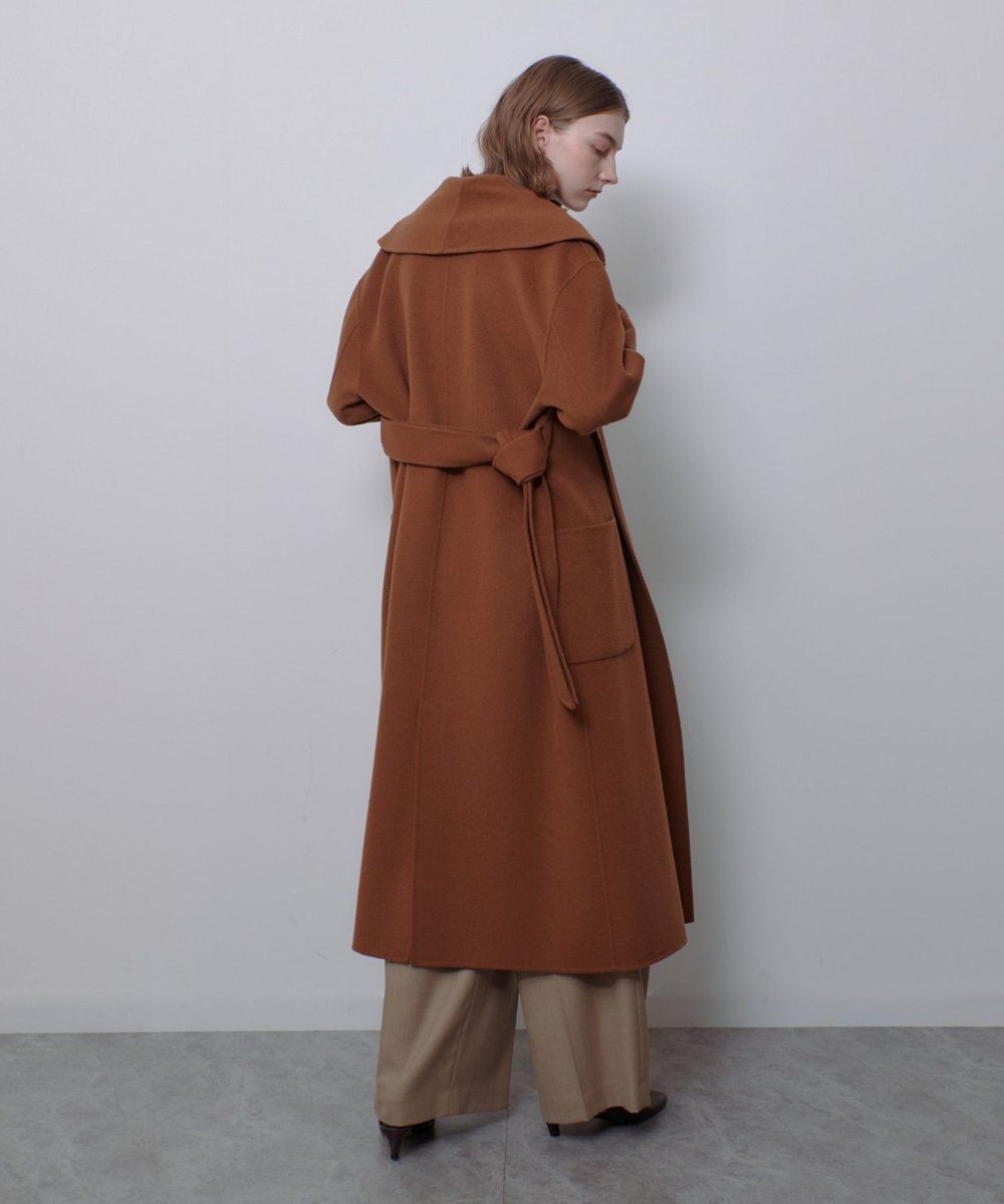 allureville カシミヤ混リバービックショールコート キャメル (84)
