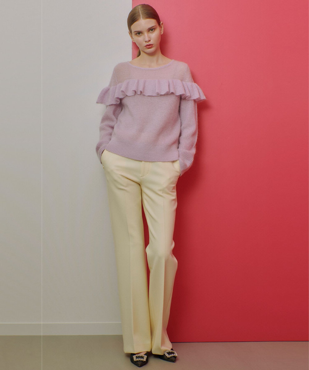 LOULOU WILLOUGHBY 【LOULOU WILLOUGHBY】ダブルクロスストレッチパンツ アイボリー (04)