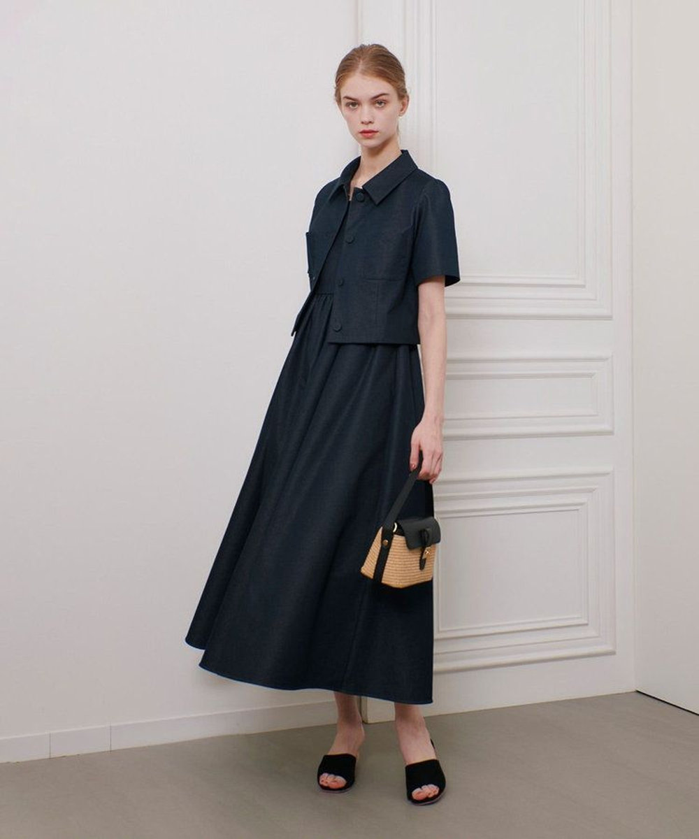 LOULOU WILLOUGHBY ◇シャンブレーベアワンピース ネイビー (65)