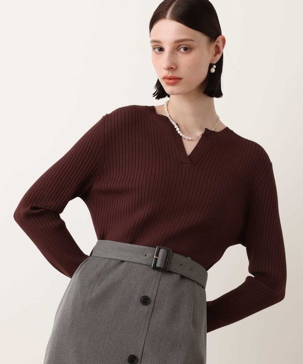 allureville キーネックドッキングワンピース ブラウン系 (88)