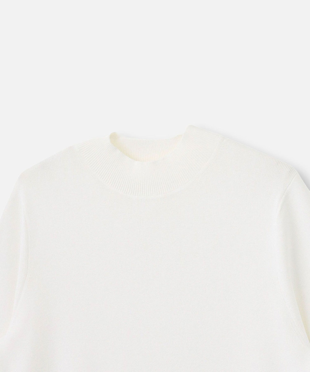 allureville ◇総針モックネック5分袖プルオーバー オフホワイト (02)